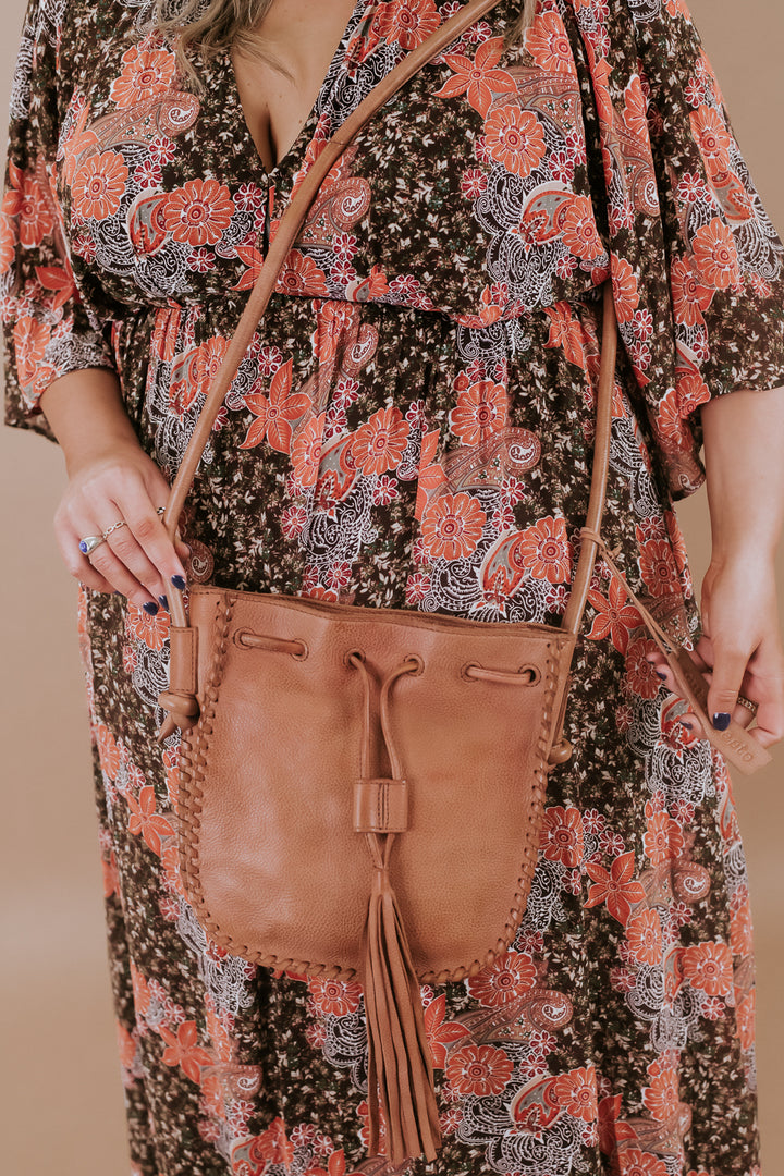 Memphis Drawstring Leather XBody, Tan