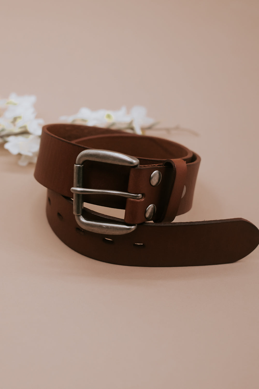 Hobo Leather Belt, Tan Rustic