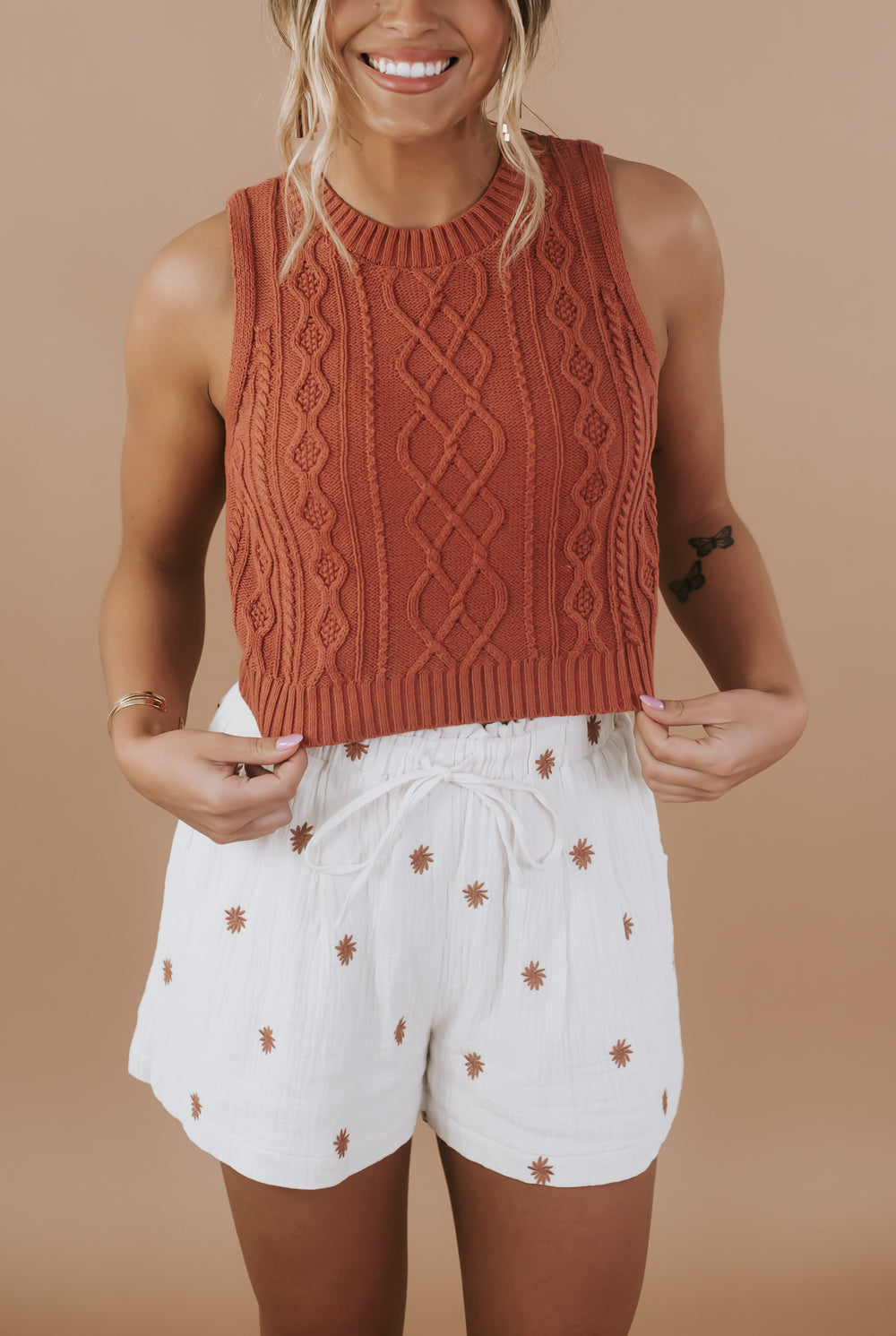 Kylie Sweater Tank Top, Clay