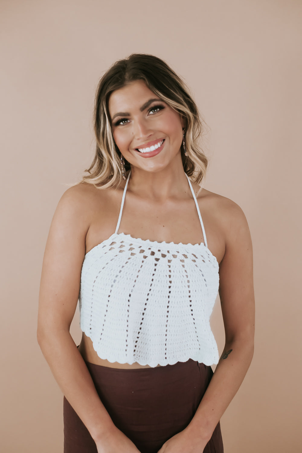Island Vibes Crochet Top, Taupe