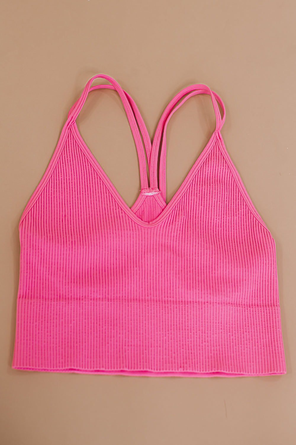 Strappy Cut Out Back Tank, Pink