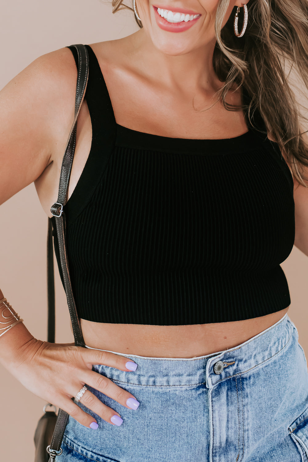 Ready Or Not Ribbed Cropped Tank, Black
