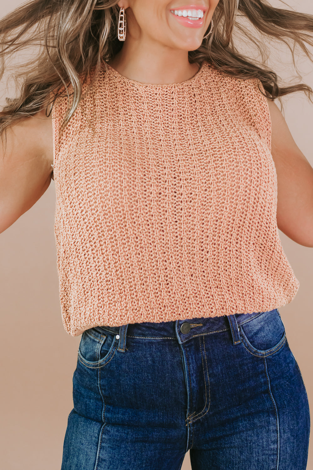 BY TOGETHER: Knit Slouchy Tank, Peach
