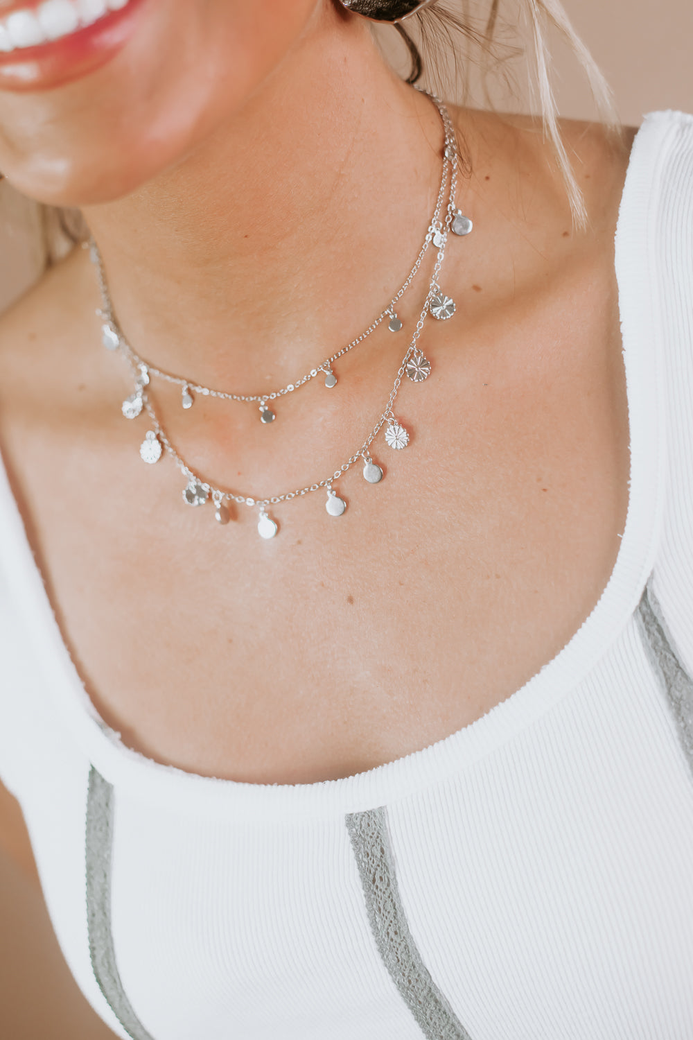 Link Up Layered Necklace, Silver