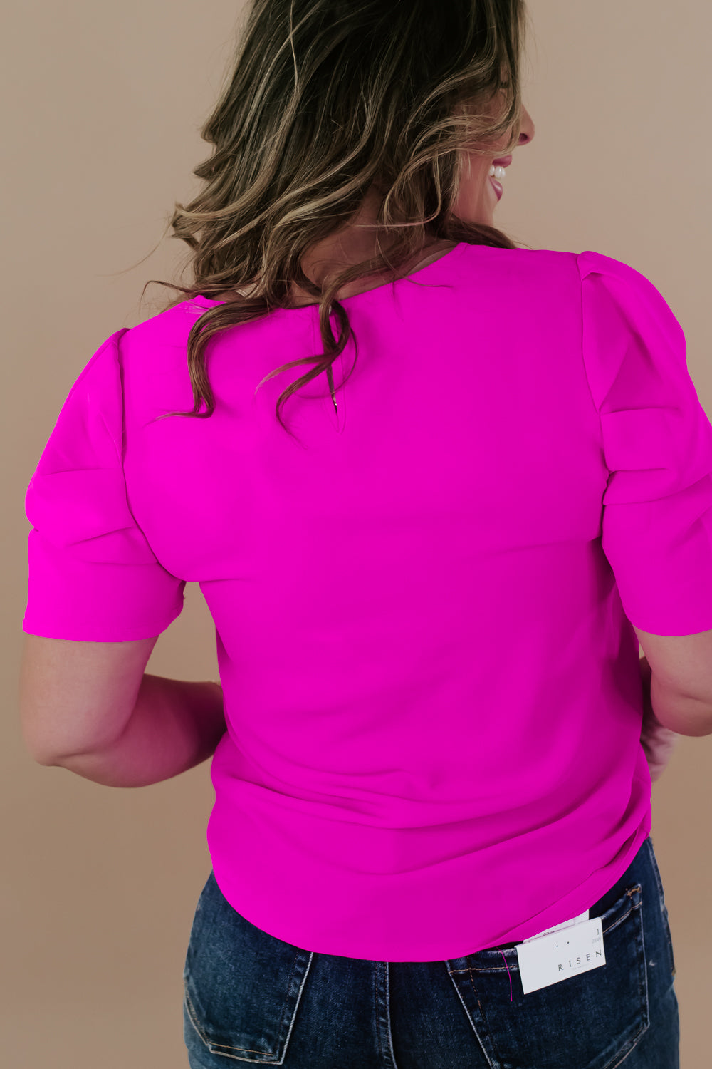 Timeless Puff Sleeve Blouse, Hot Pink