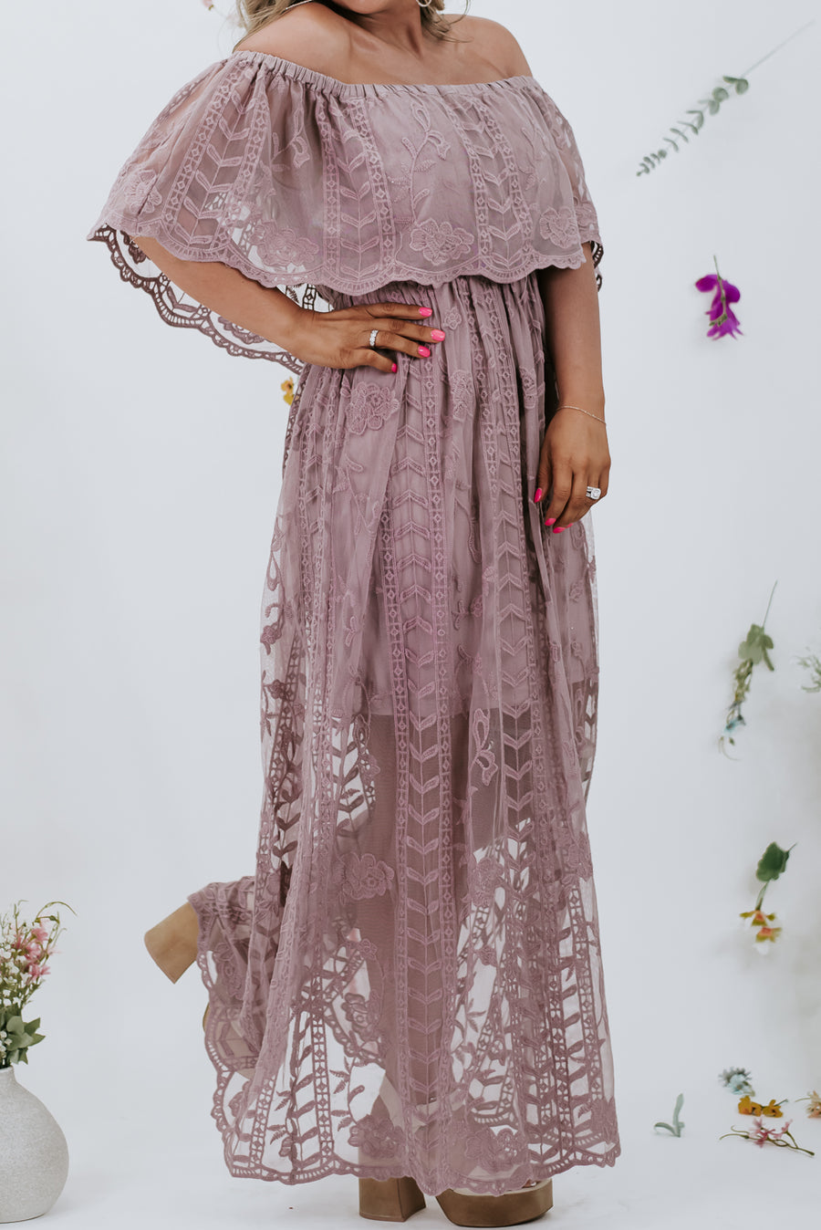 Serenity Soiree Smocked Dress - Nougat