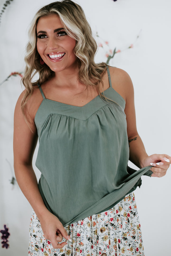 Day To Day Woven Tank, Sage