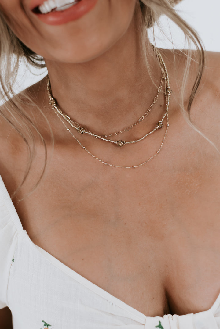 Day Date Layered Necklace , Gold