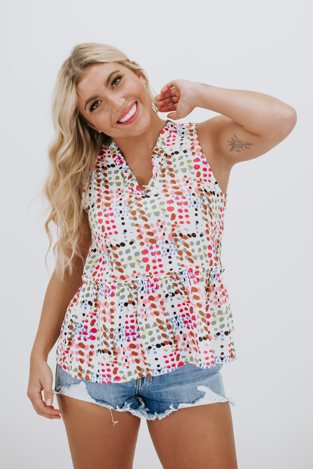 Darling In Dots Top, White