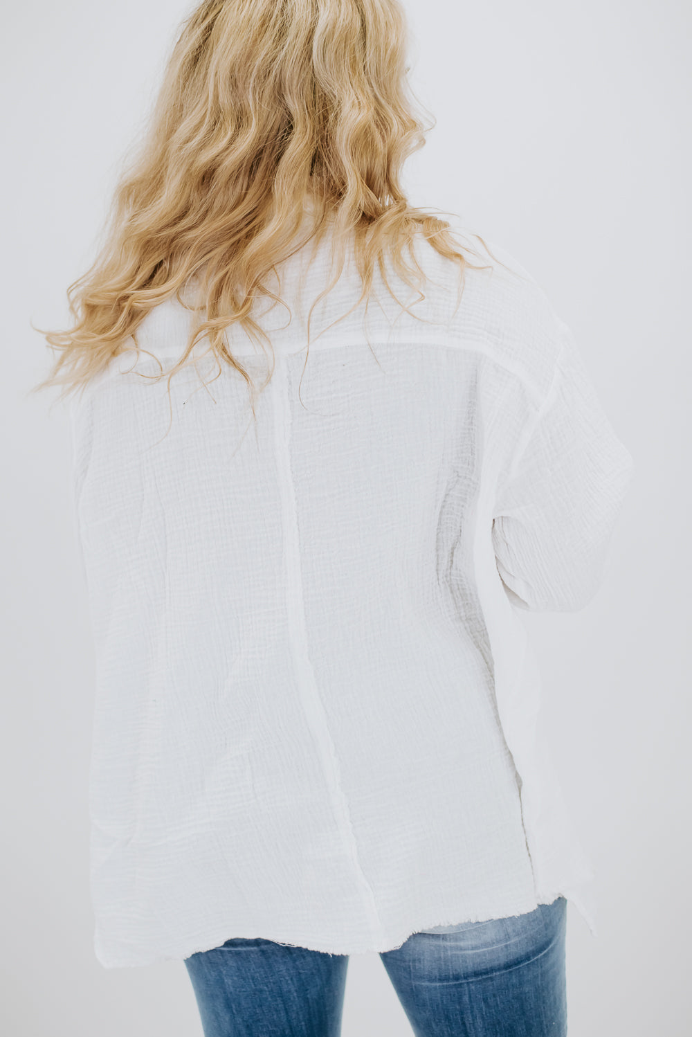 Day To Day Gauze Button Up, White