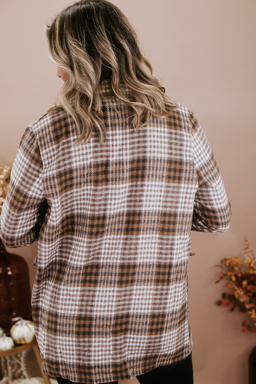 So Chic Plaid Blazer , Brown