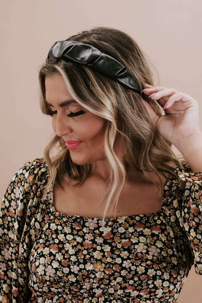 Faux Leather Wrapped Headband, Black – Everyday Chic Boutique