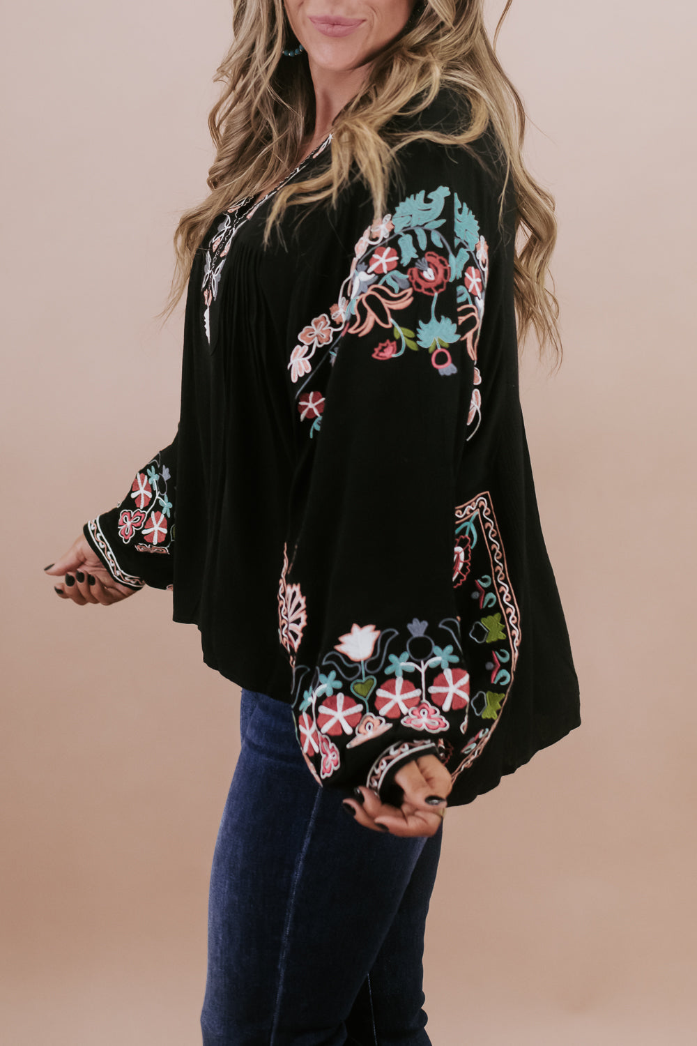Emmy Embroidered Blouse, Black