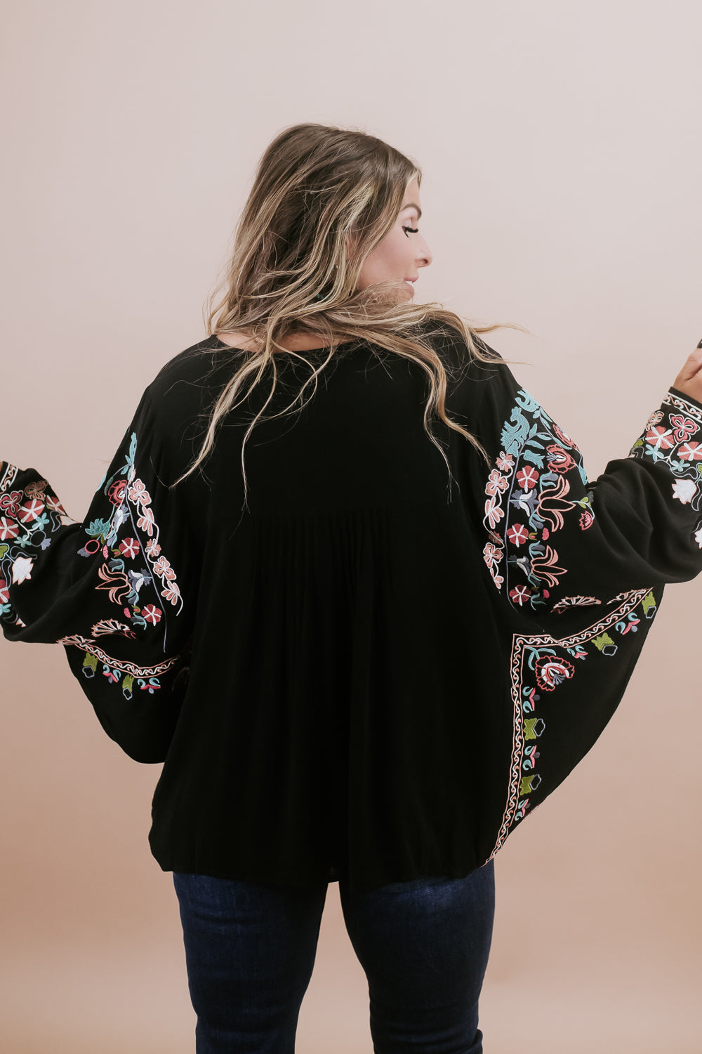 Emmy Embroidered Blouse, Black