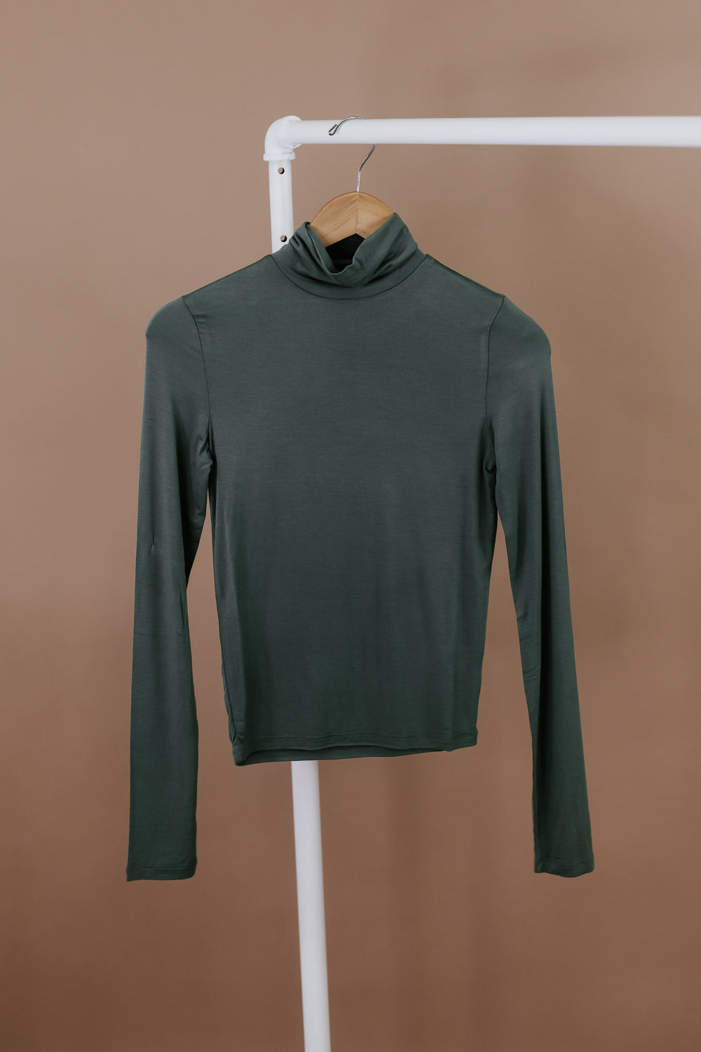 Extra Love Turtle Neck Top, Gray Green