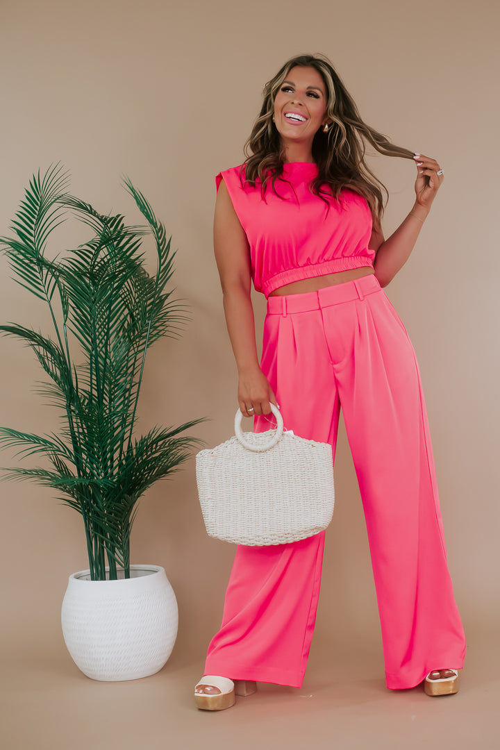 Tank and Trouser Pant Set, Hot Pink