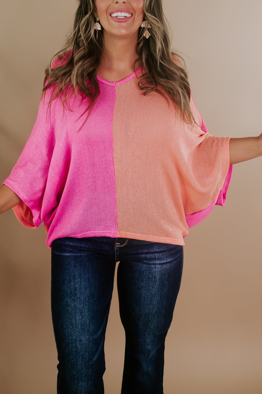 New Groove Split Top, Pink/Apricot