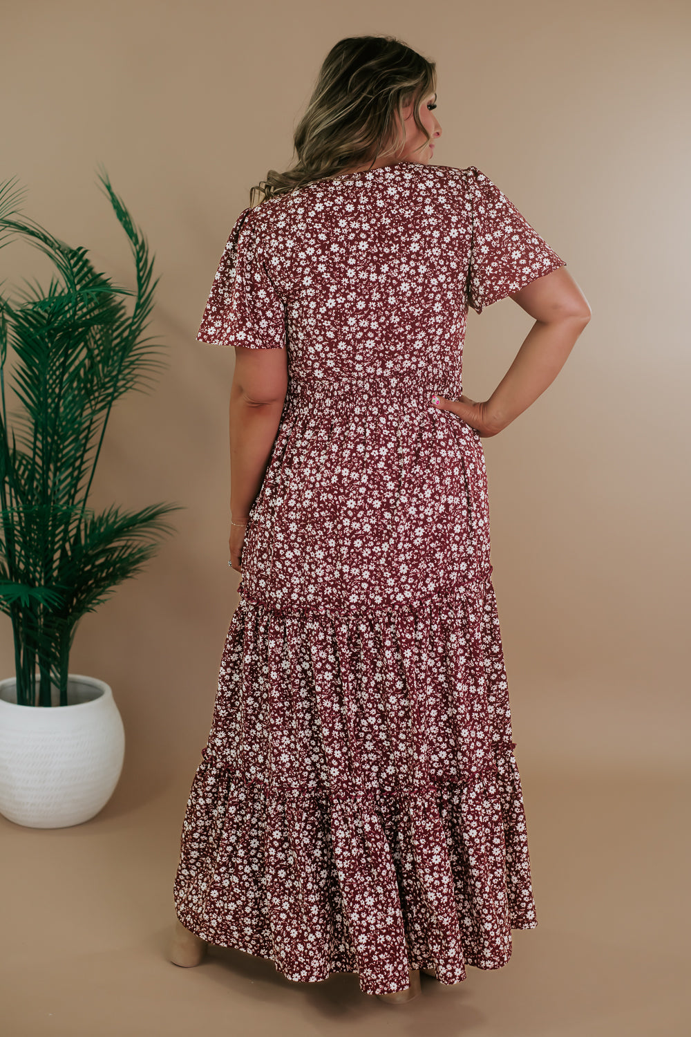 ECB Exclusive: Many Moments Floral Maxi Dress, Wine