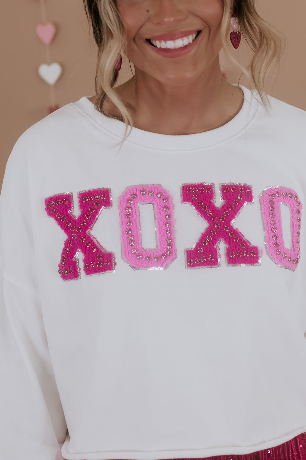 XOXO Cropped Sweatshirt, White