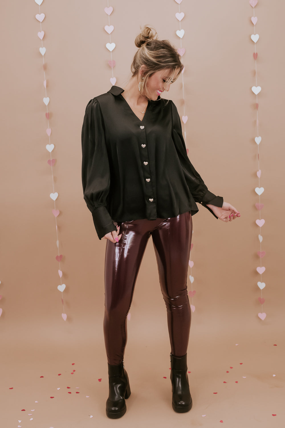 Big Heart Satin Blouse, Black – Everyday Chic Boutique