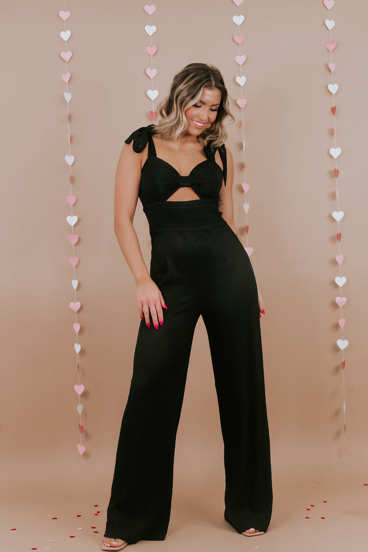 Night Out Tie Top Jumpsuit, Black