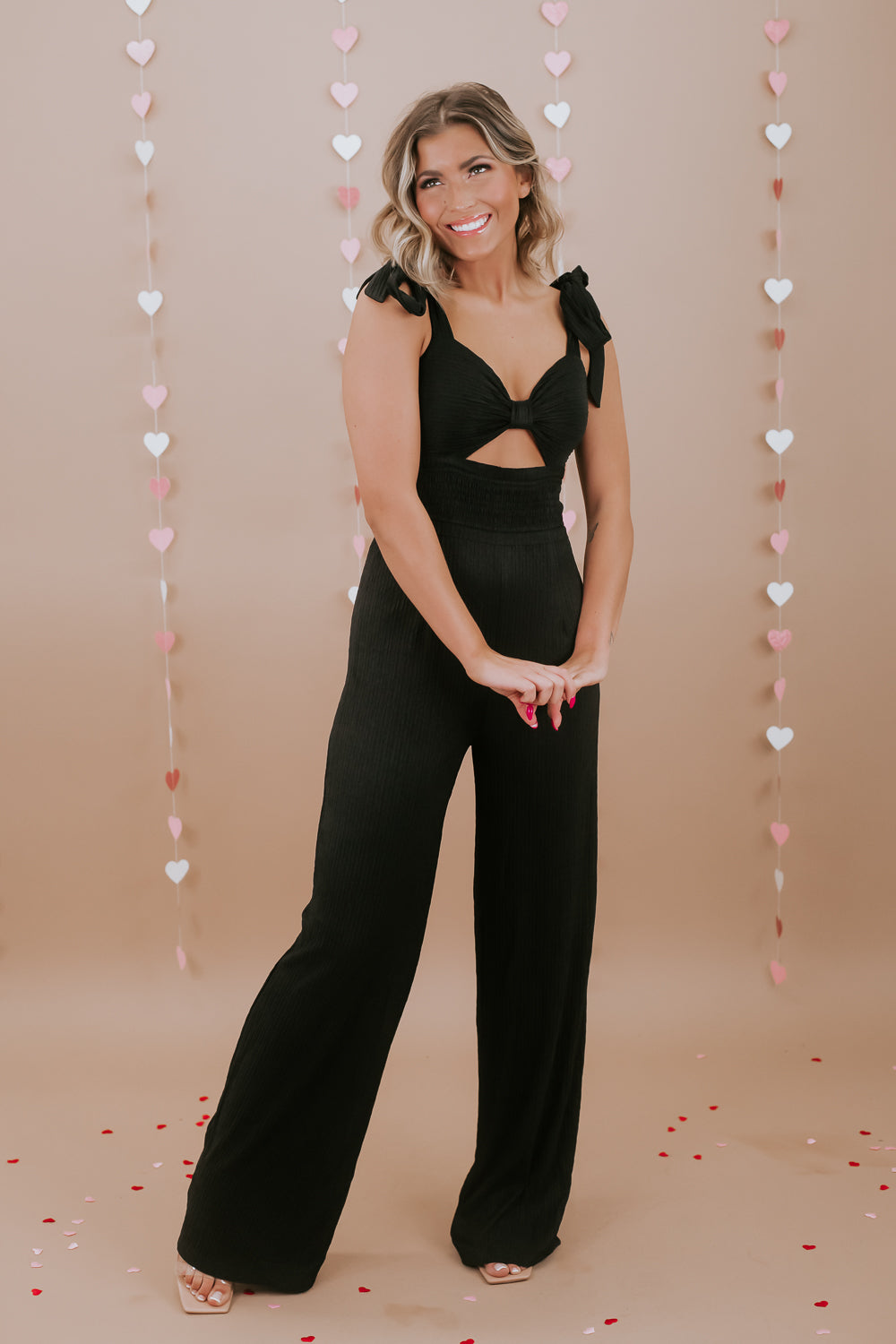 Night Out Tie Top Jumpsuit, Black