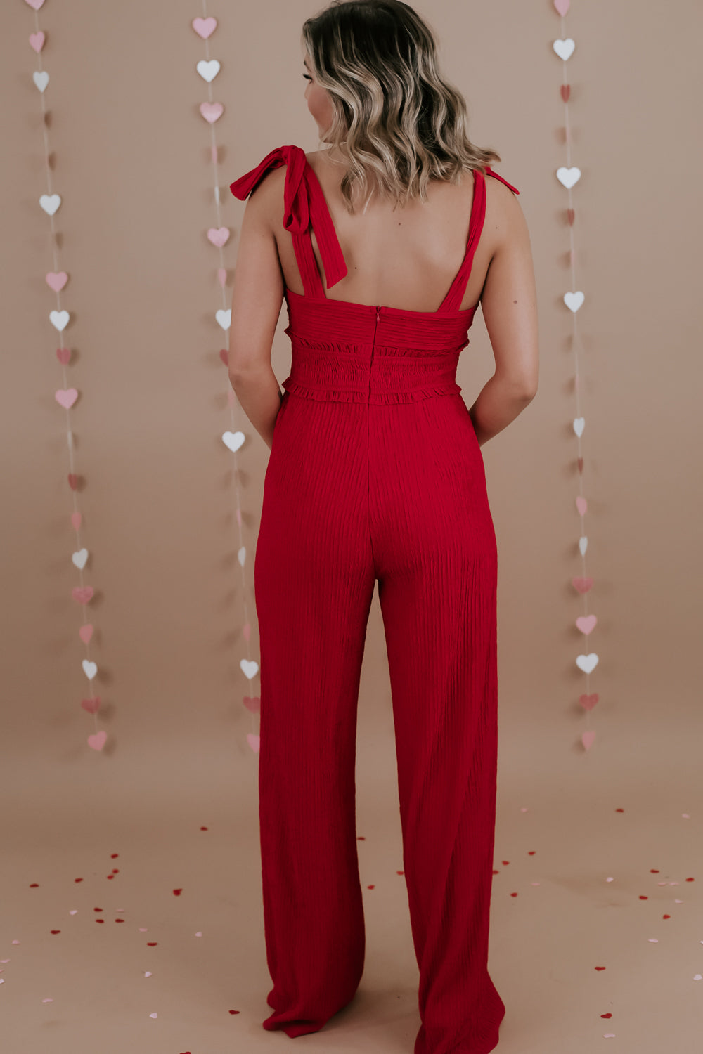 Night Out Tie Top Jumpsuit, Red
