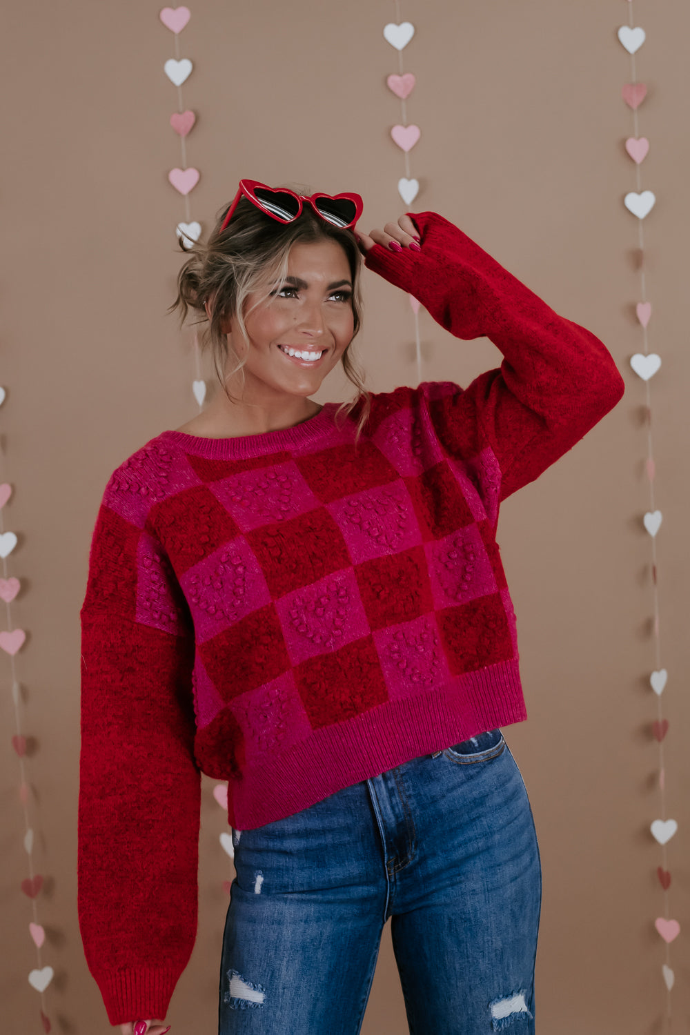 Full Swoon Sweater, Red/Hot Pink
