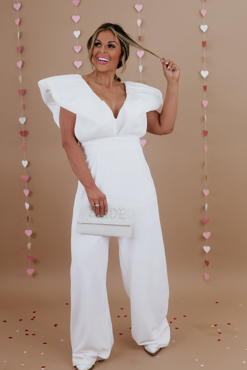 Show Out Flare Sleeve Jumpsuit, White