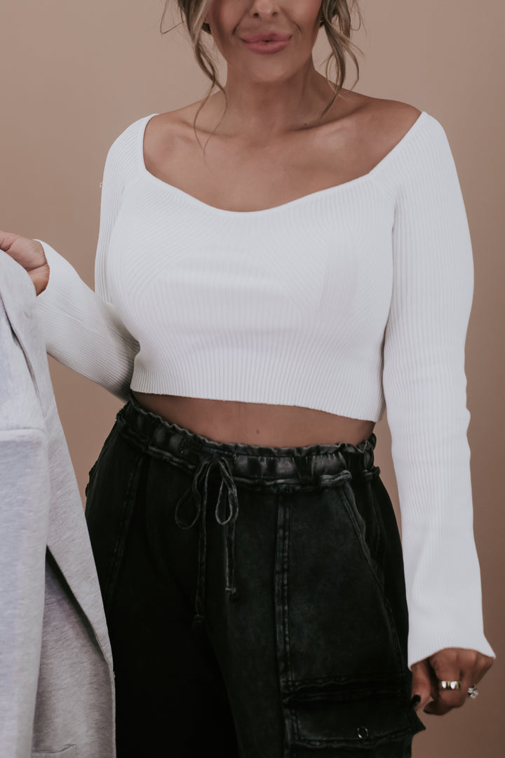 Just The Thing Cropped Long Sleeve, Ivory
