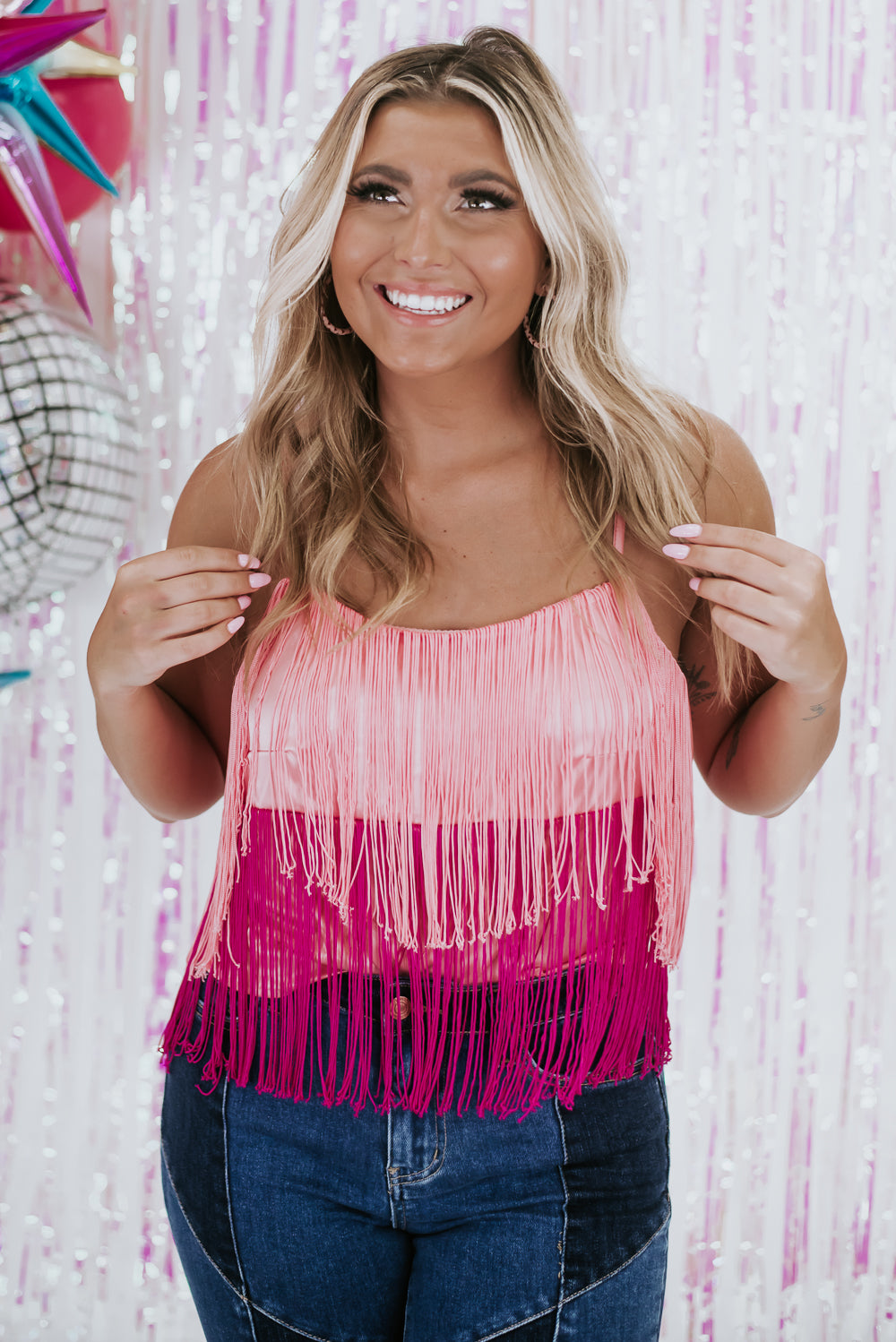 For The Love Of Fringe Tank, Pink Multi