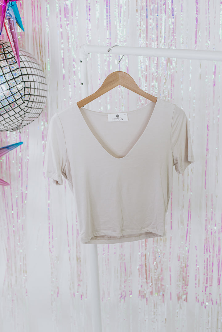 Double Layered Tee, Lt. Taupe