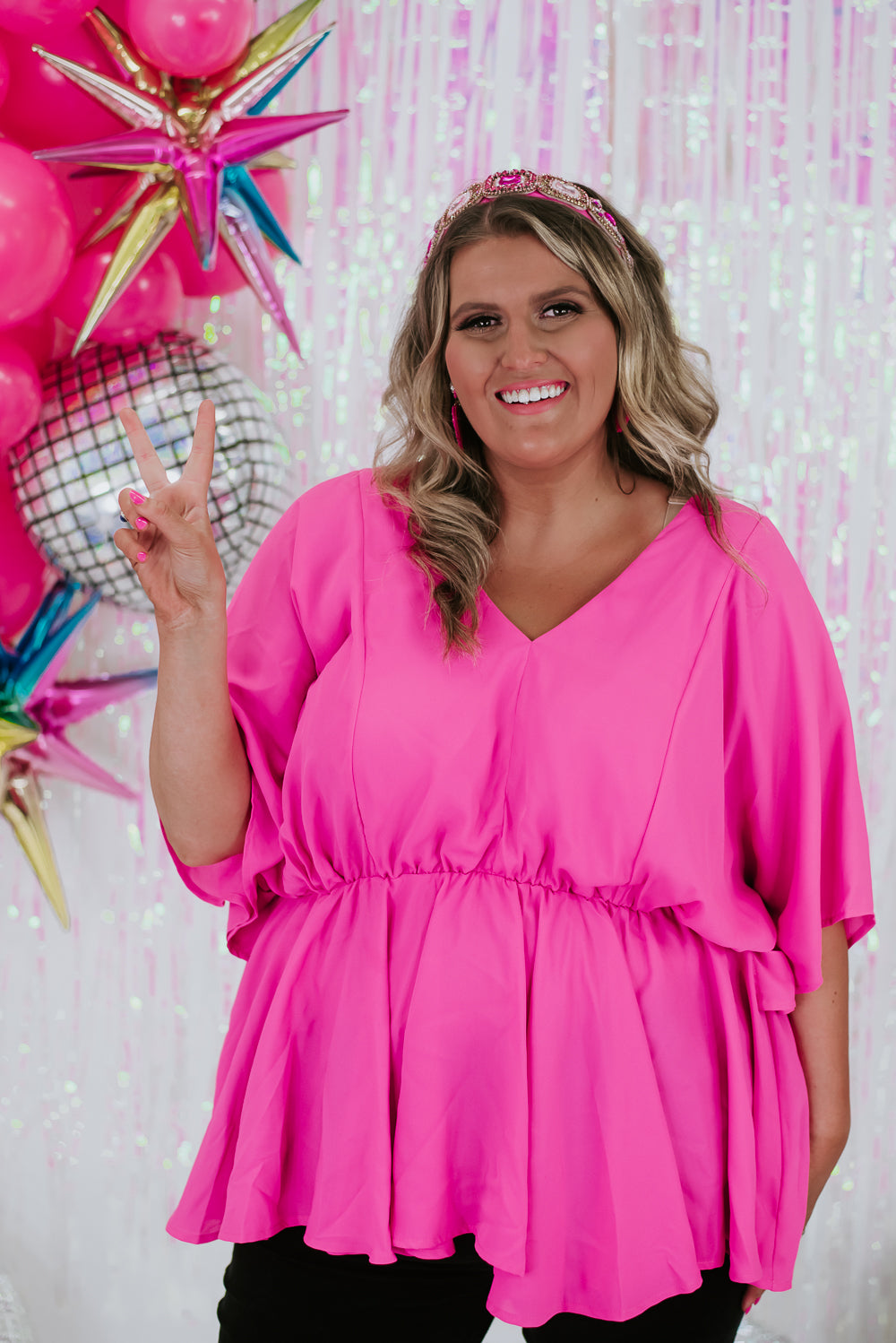 Round Of Applause Smocked Top, Hot Pink