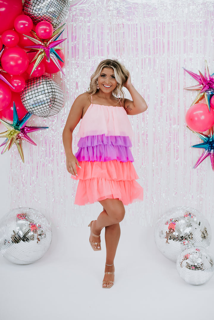 Life of the Party Tulle Mini Dress, Multi