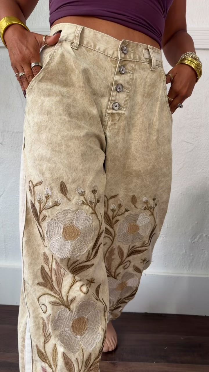 Marbled Sunflower Joggers, Sand Marble