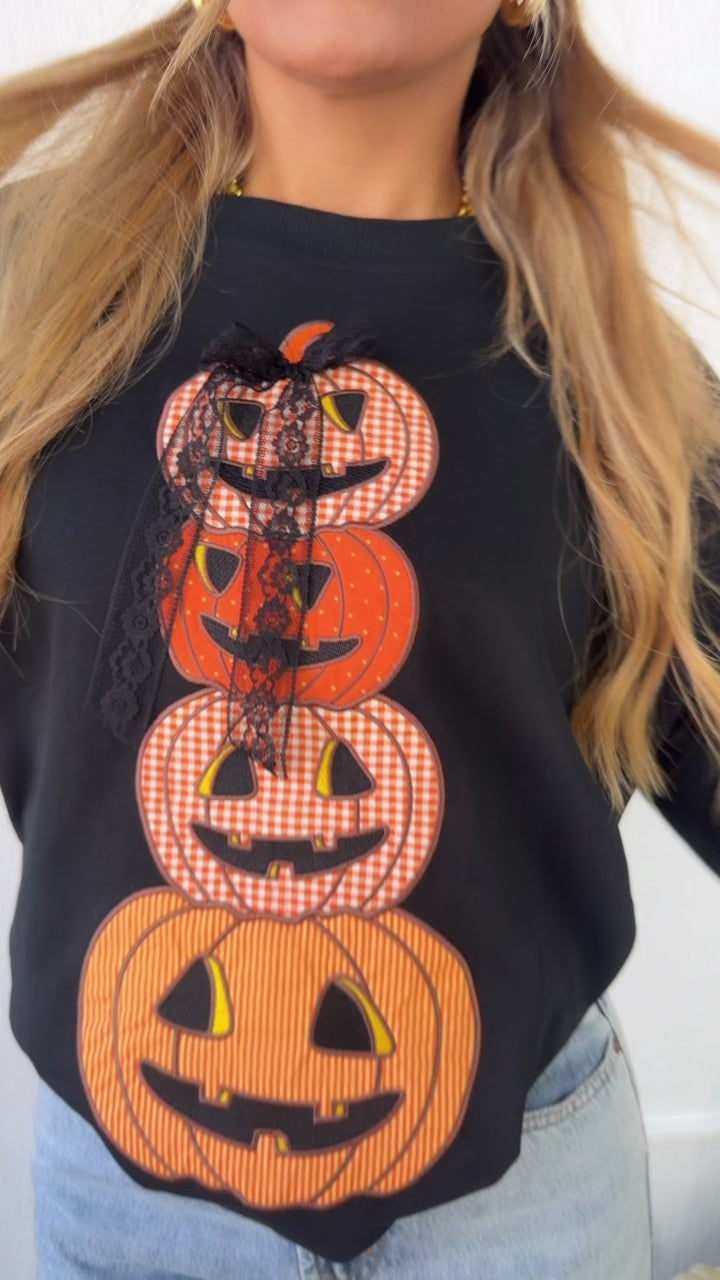 Pumpkin Patch Crewneck Sweatshirt, Black