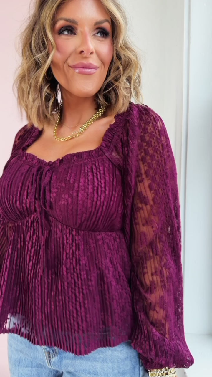 Sylvie Sweetheart Blouse, Burgundy