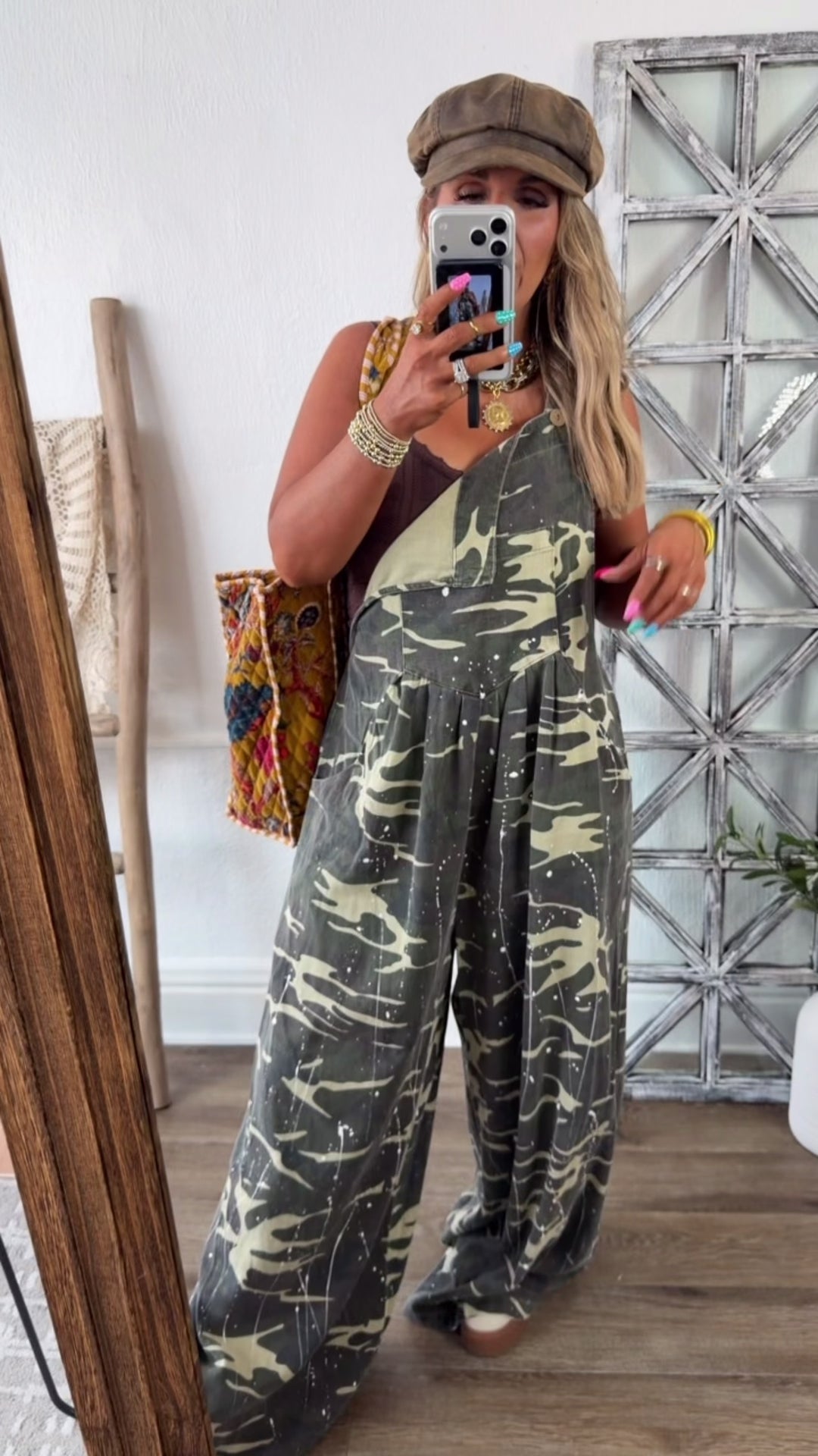 Painted Rebel Camo Wide Leg Overalls