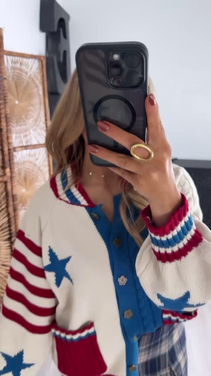 Willow Haven Knit Cardigan, Cream Multi