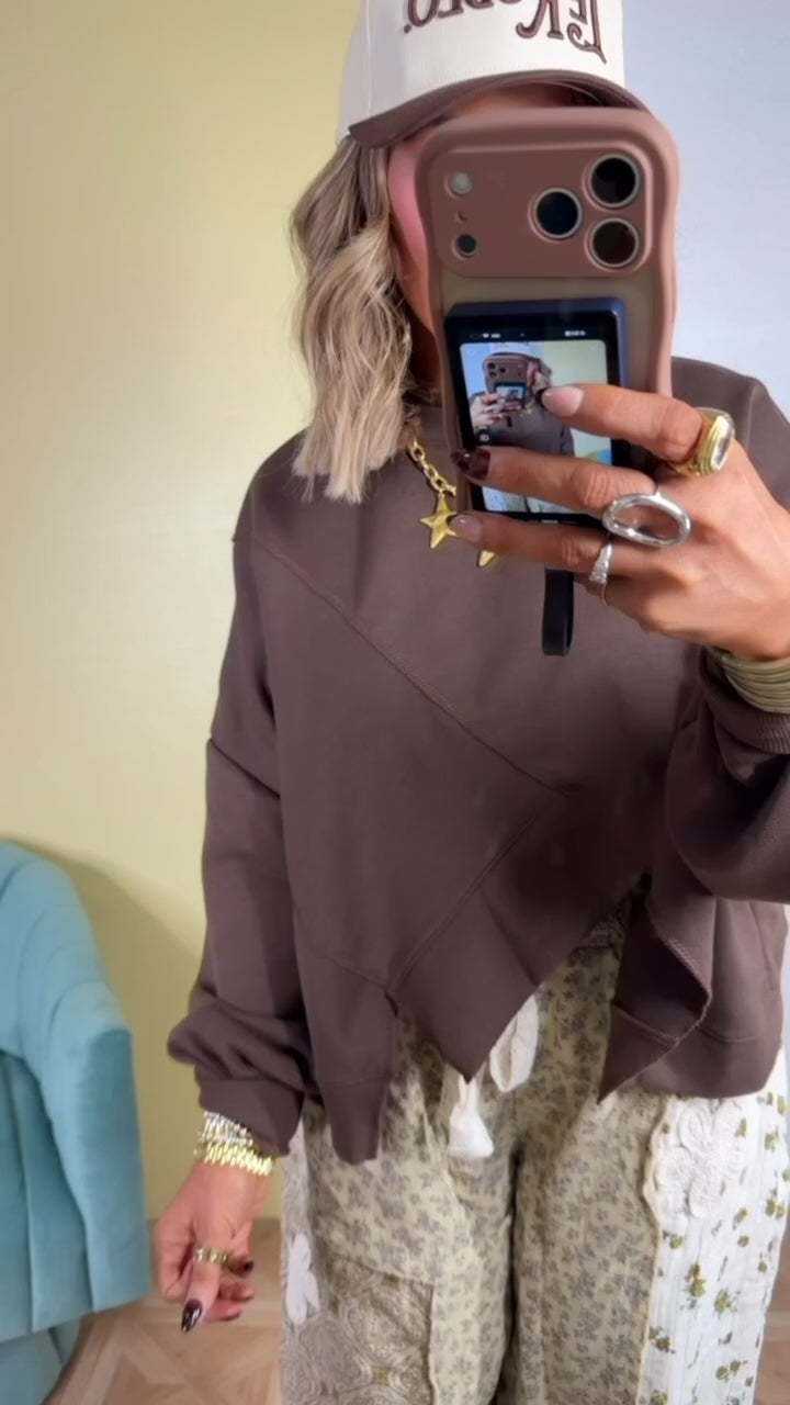 Petal Drape Jogger Pant, Sand Multi