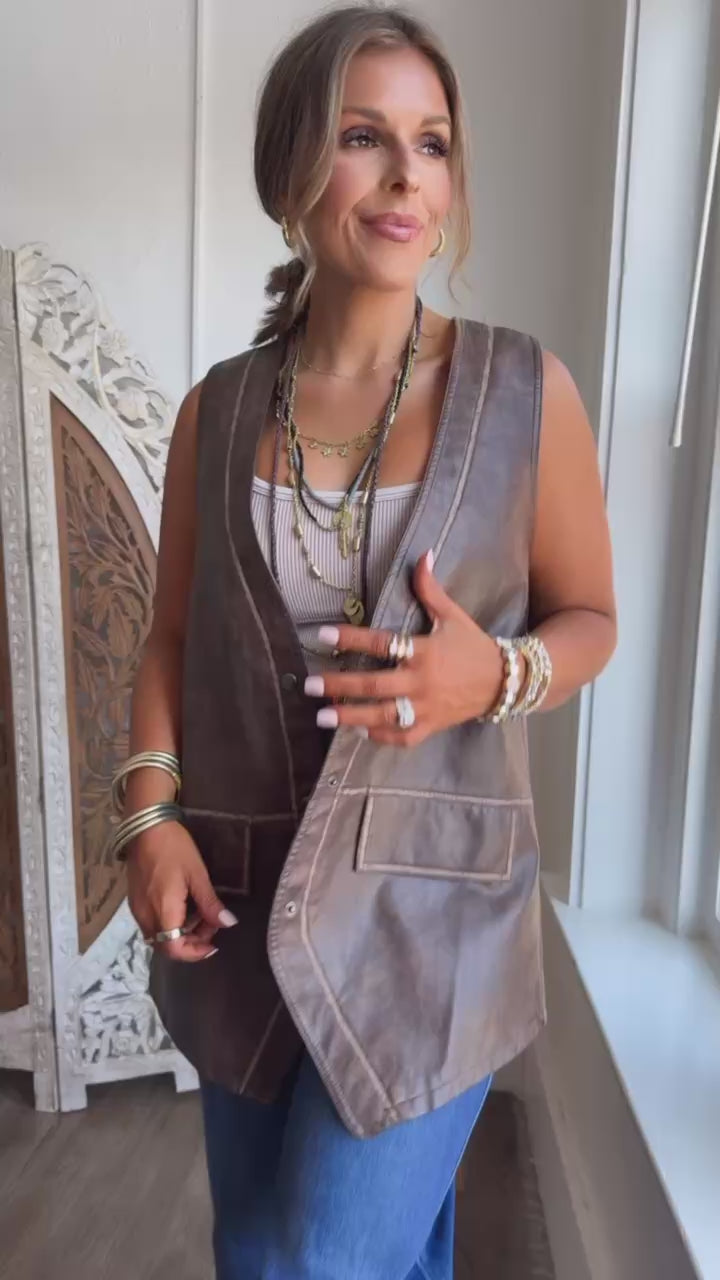 Stone Ridge Leather Vest, Espresso