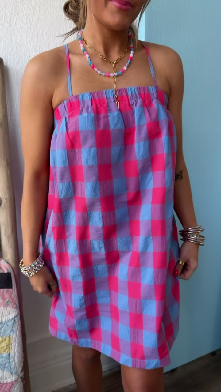 Waterfront Picnic Mini Dress, Cherry/Blue – Everyday Chic Boutique