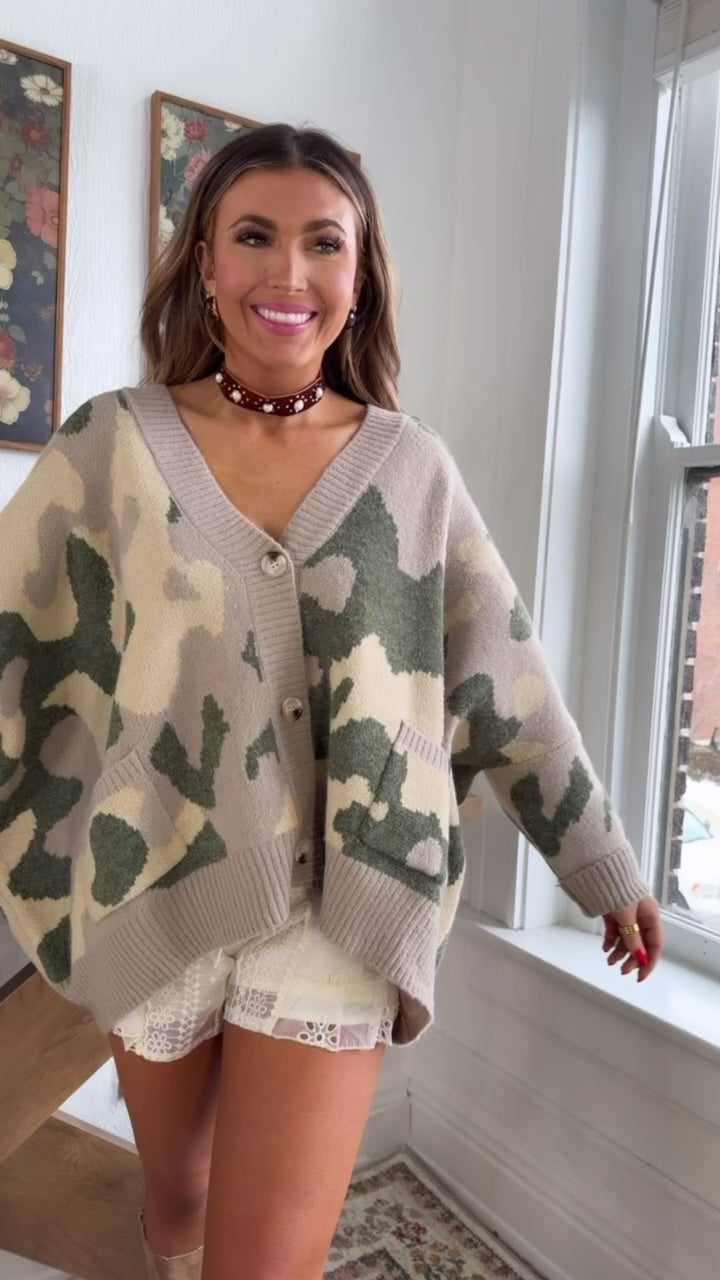 Camo Chill Cardigan, Taupe