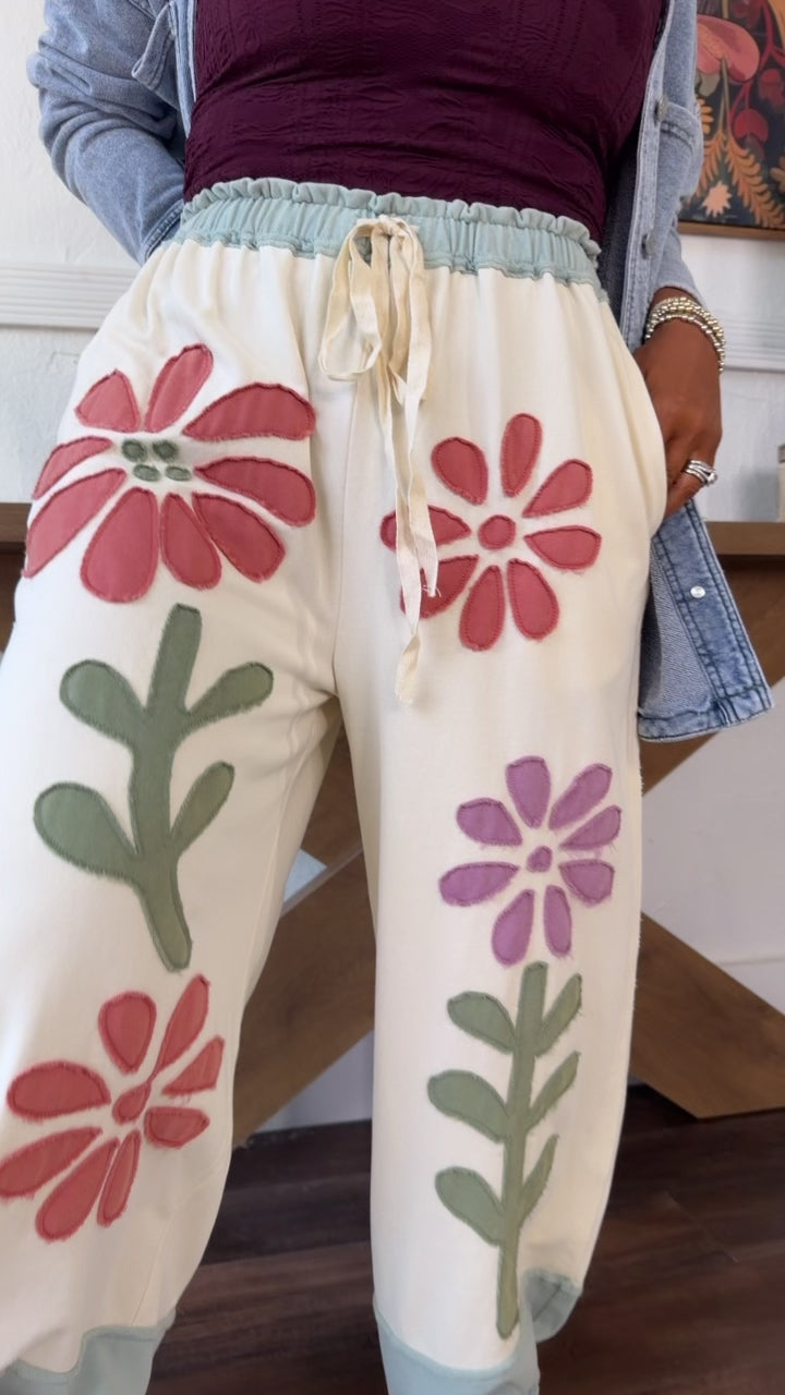 Through The Fields Patchwork Pants, Off White