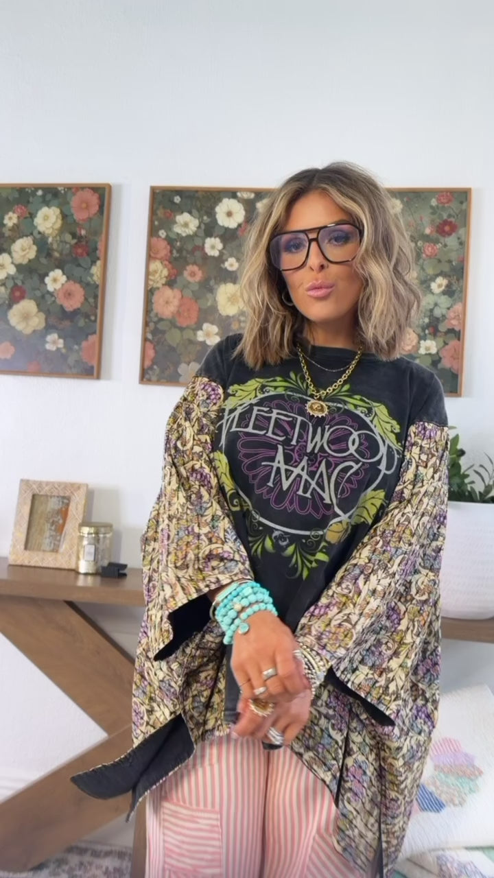 Silver Springs Poncho Top, Black