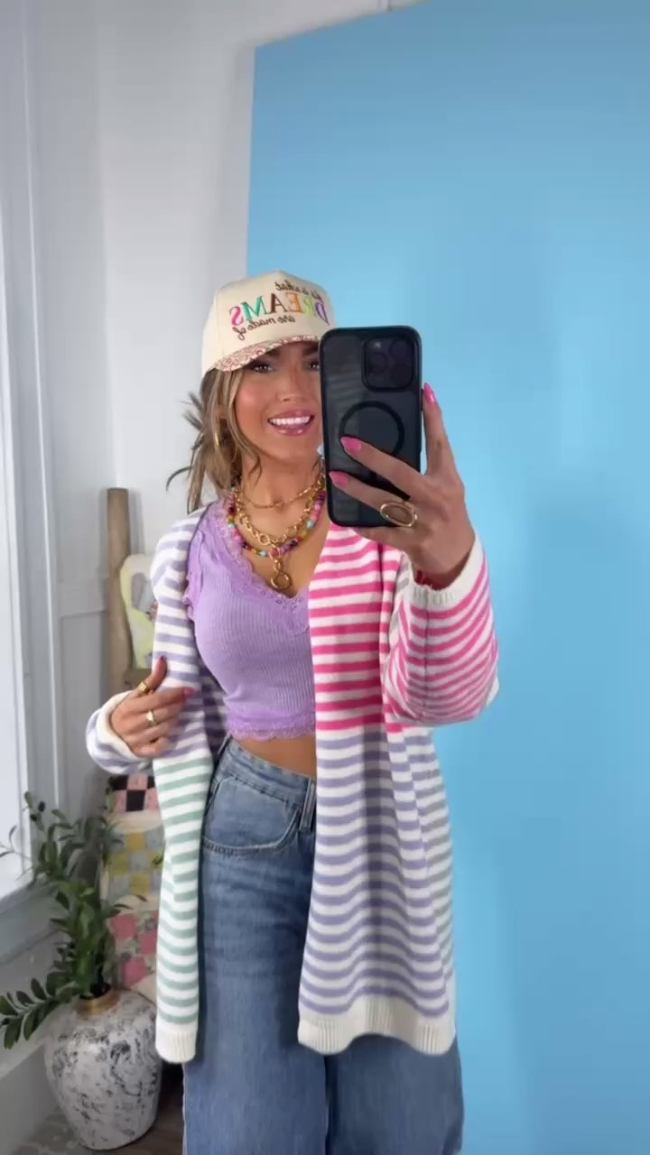 Tide & Glow Striped Sweater, Punch/Lavender