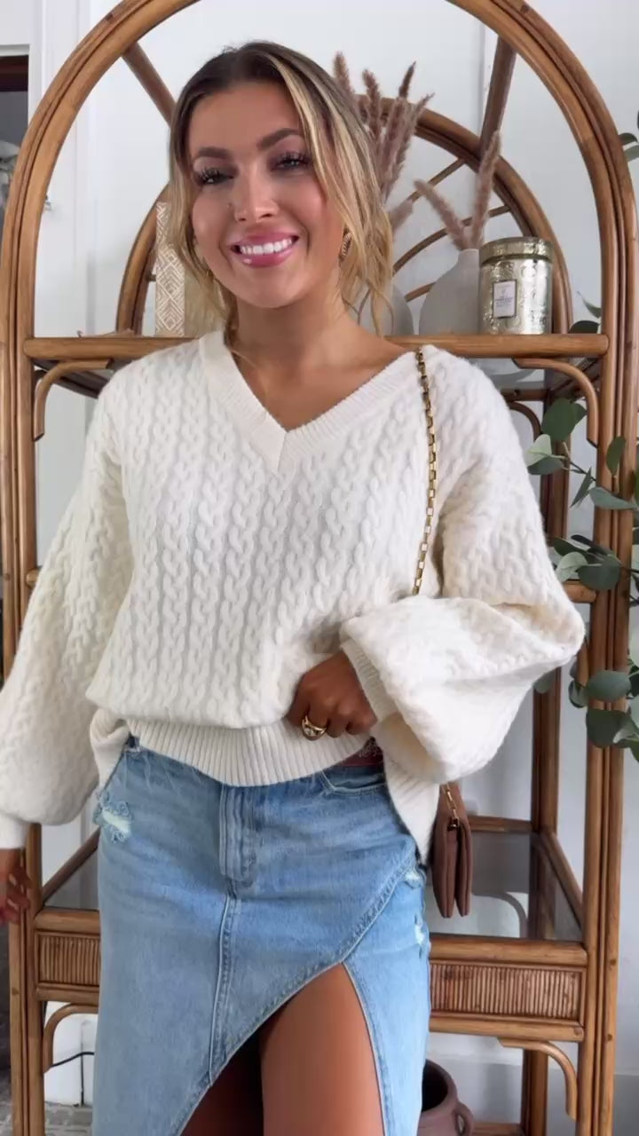 Woven Sands Sweater, Powder Cream