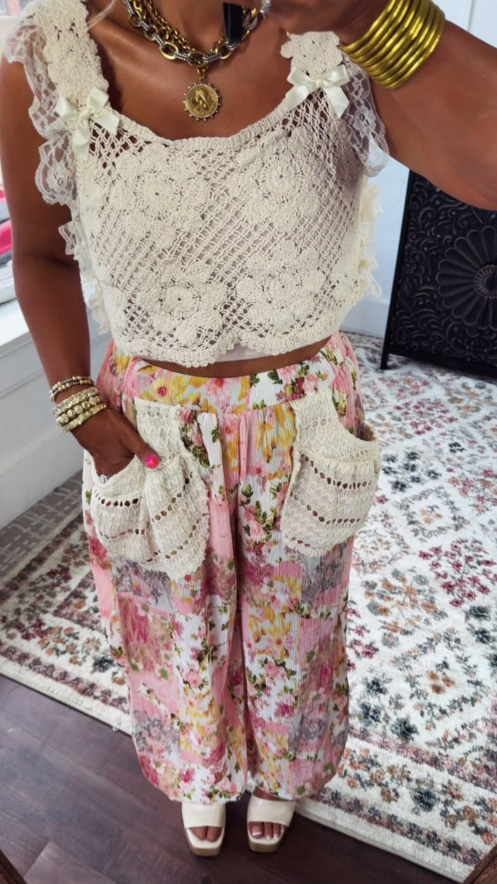 Trail Bloom Jogger Pants, Pink Multi