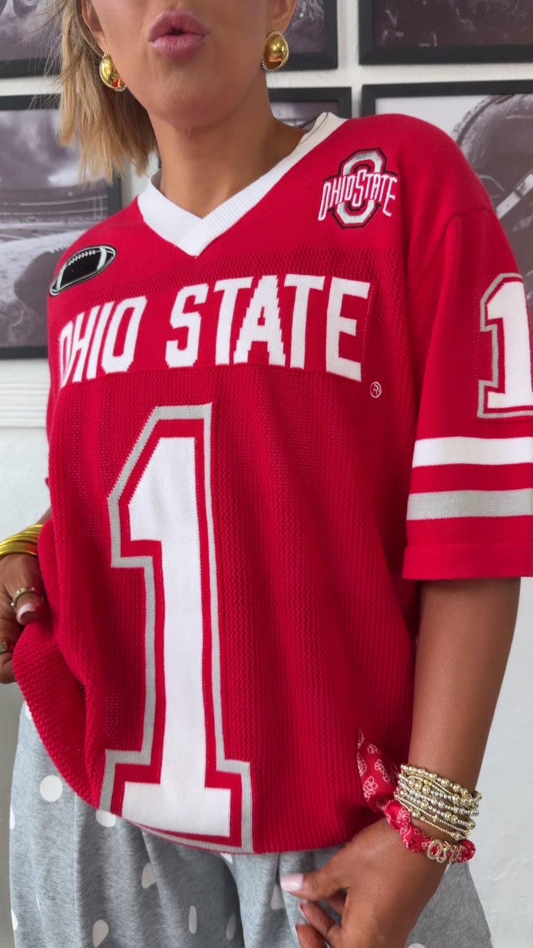 Ohio State Game Day Glory Sweater Jersey, Red