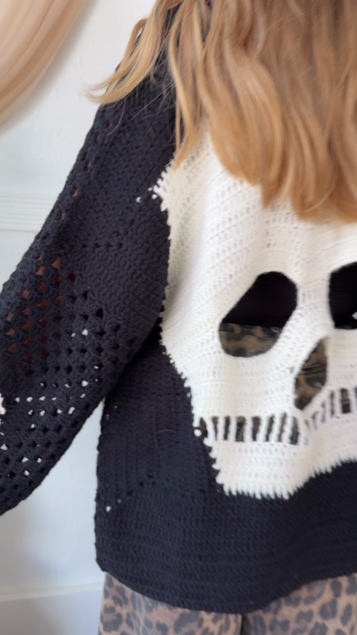 Dressed In Skulls Cardigan, Black